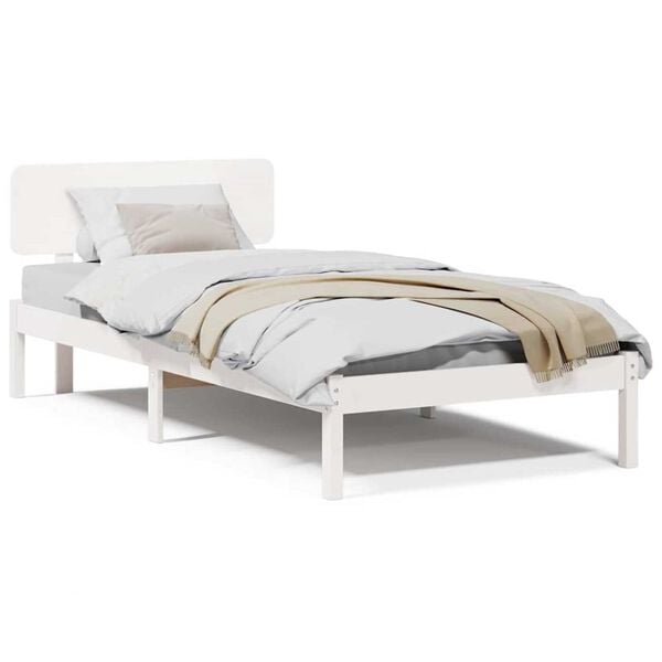 vidaXL Σκελετός Κρεβατιού Λευκό 90 x 190 cm Μασίφ ξύλο πεύκου