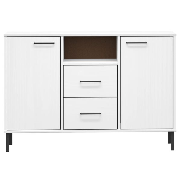 vidaXL Ντουλάπι OSLO Λευκό 113x40x77 εκ. Μασίφ Ξύλο με Μετ. Πόδια