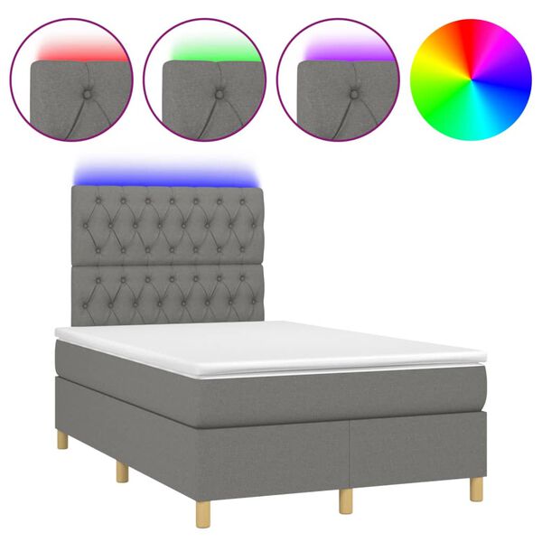 vidaXL &Kappa;&rho;&epsilon;&beta;ά&tau;&iota; Boxspring &mu;&epsilon; &Sigma;&tau;&rho;ώ&mu;&alpha; & LED &Sigma;&kappa;.&Gamma;&kappa;&rho;&iota; 120x200 &epsilon;&kappa; &Upsilon;&phi;&alpha;&sigma;&mu;ά&tau;&iota;&nu;&omicron;