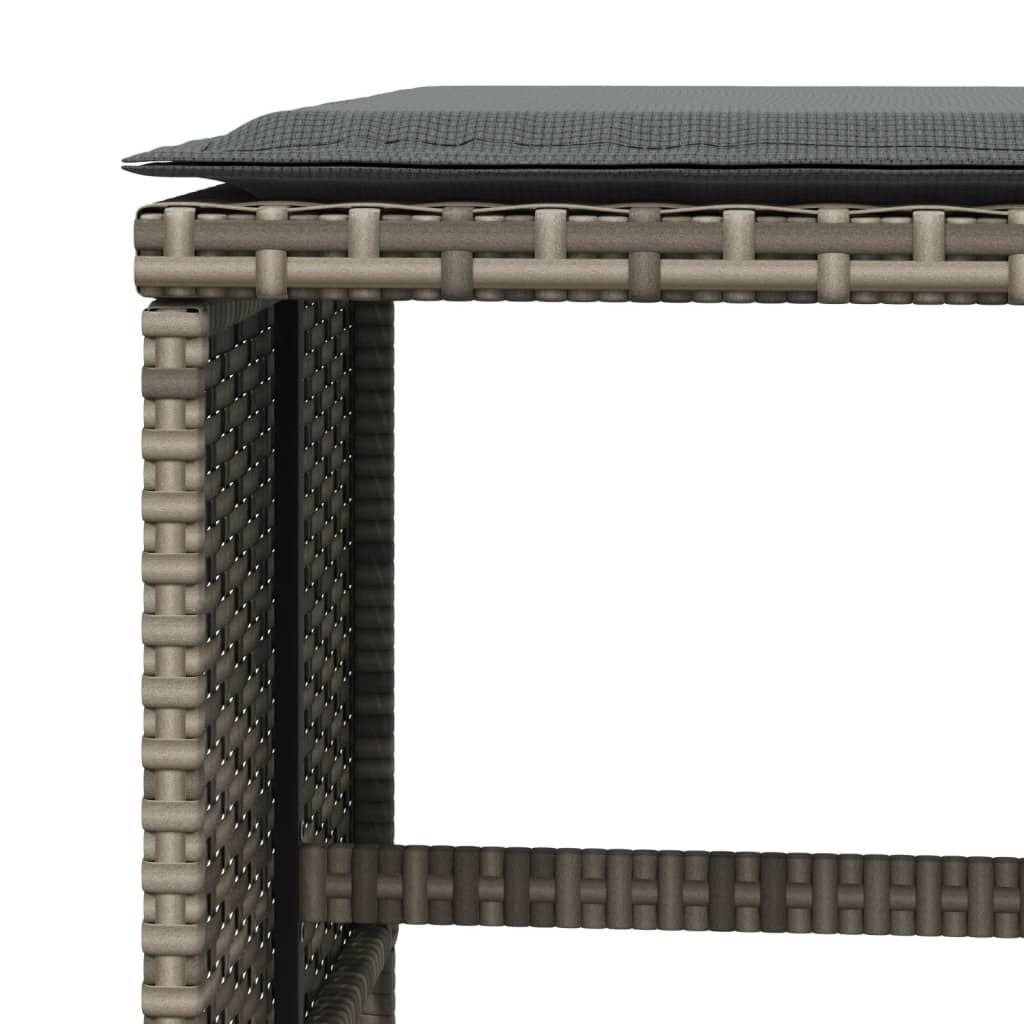 vidaXL Σκαμπό Κήπου 4 τεμ. Γκρι 41x41x36 Συνθετικό Ρατάν με Μαξιλάρια