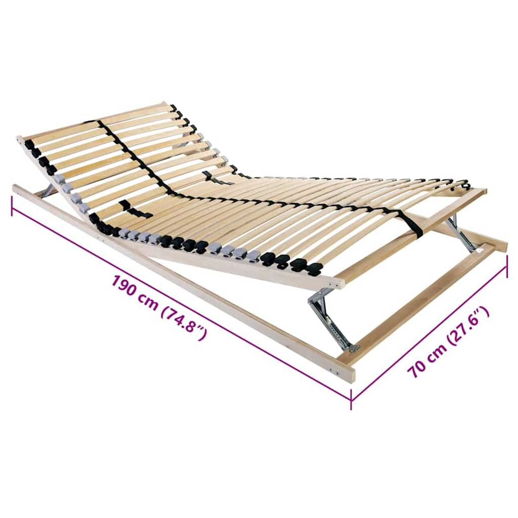 vidaXL Βάση κρεβατιού με λάμες Καφέ 70 x 190 cm Στερεό Ξύλο Μηλιάς