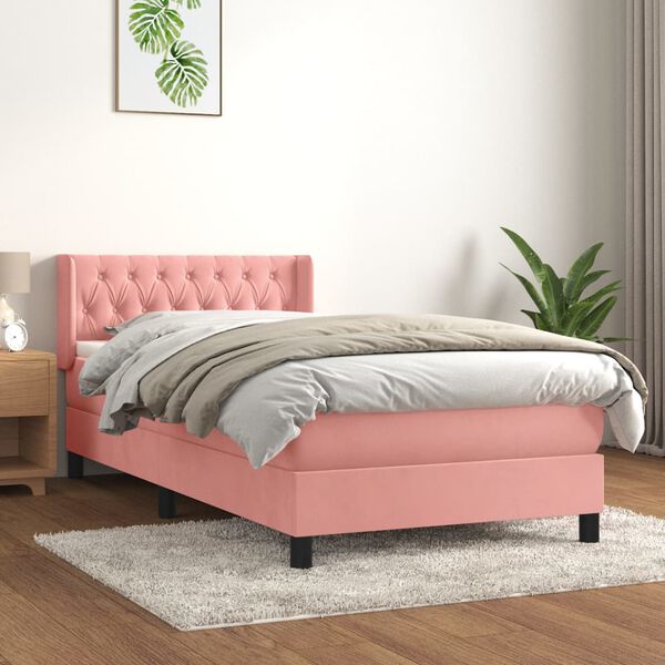 vidaXL &Kappa;&rho;&epsilon;&beta;ά&tau;&iota; Boxspring &mu;&epsilon; &Sigma;&tau;&rho;ώ&mu;&alpha; &Rho;&omicron;&zeta; 90x200 &epsilon;&kappa;. &Beta;&epsilon;&lambda;&omicron;ύ&delta;&iota;&nu;&omicron;