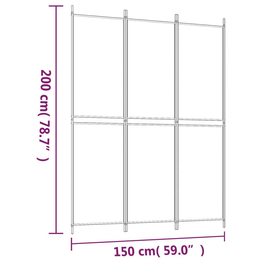 vidaXL Διαχωριστικό Δωματίου με 3 Πάνελ Καφέ 150x200 εκ. από Ύφασμα