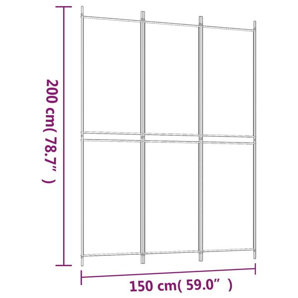 vidaXL Διαχωριστικό Δωματίου με 3 Πάνελ Καφέ 150x200 εκ. από Ύφασμα