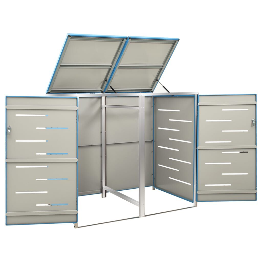 vidaXL Πλαίσιο Κάδων Απορρ. Διπλό με Ρόδες 138x77,5x112,5 εκ Αν. Ατσα.