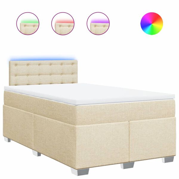 vidaXL Κρεβάτι Boxspring με Στρώμα Κρεμ 120x190 εκ. Υφασμάτινο