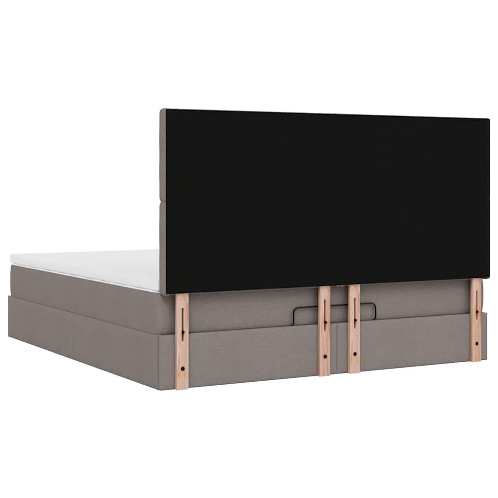 vidaXL Οθωμανικό κρεβάτι με στρώμα & LEDs Taupe 180x200cm ύφασμα
