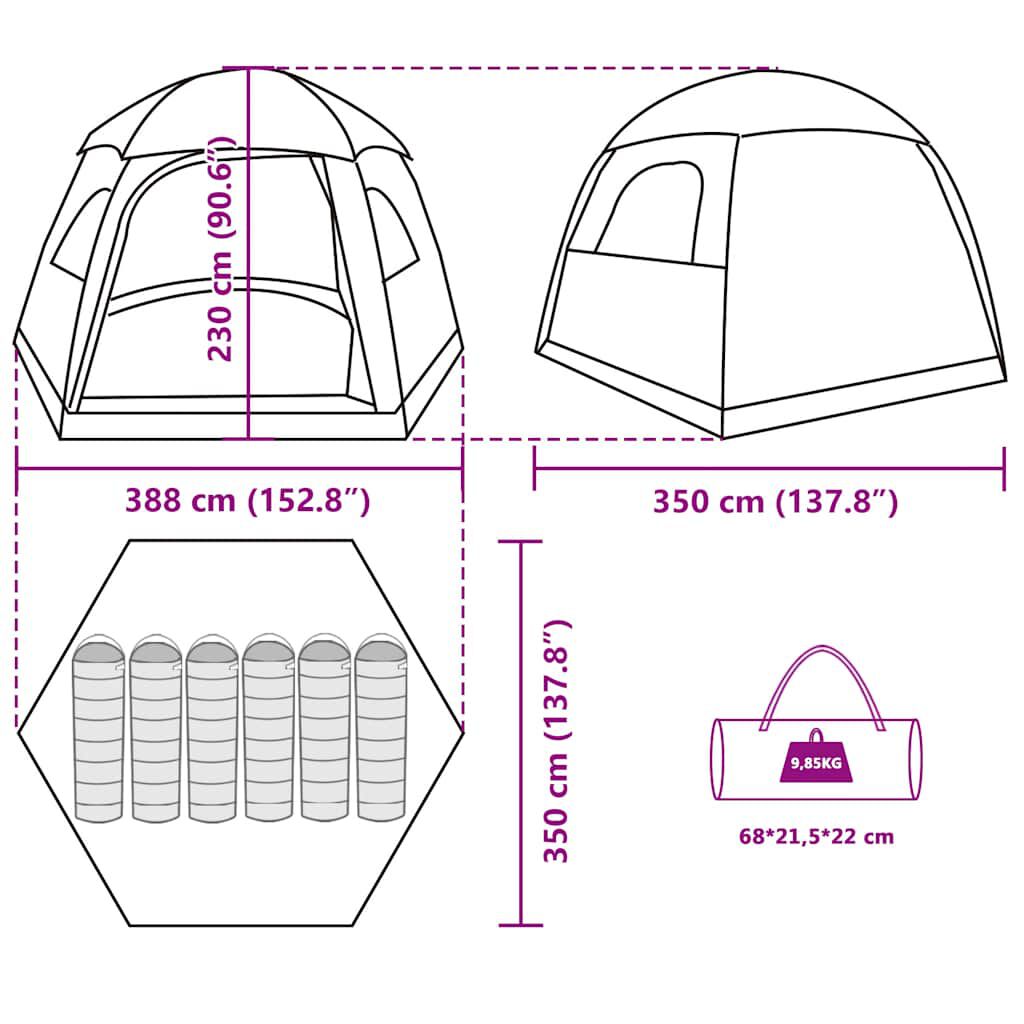vidaXL Σκηνή Οικογενειακή Igloo 6 Ατόμων Αδιάβροχη Γκρι/Πορτοκαλί