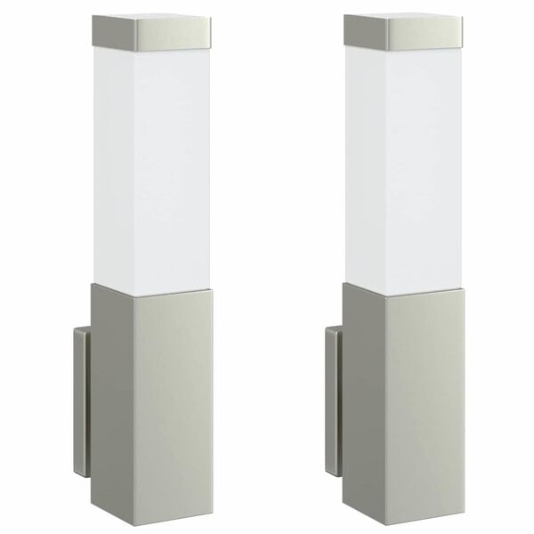 vidaXL Εξωτερικά Φωτιστικά Τοίχου 2 pcs Ασημί 10.5 x 6 x 35 εκ.