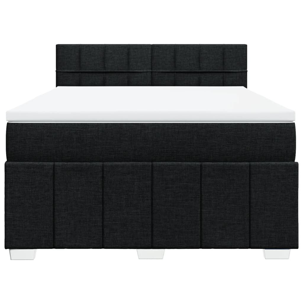 vidaXL Κρεβάτι Boxspring με Στρώμα Μαύρο 140x190 εκ. Υφασμάτινο