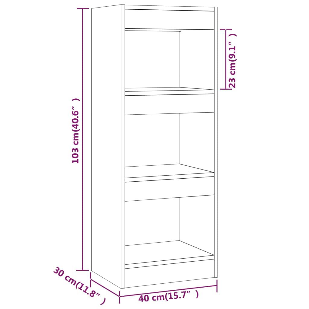 vidaXL Βιβλιοθήκη/Διαχωρ. Χώρου Καφέ Δρυς 40x30x103 εκ. Επεξεργ. Ξύλο