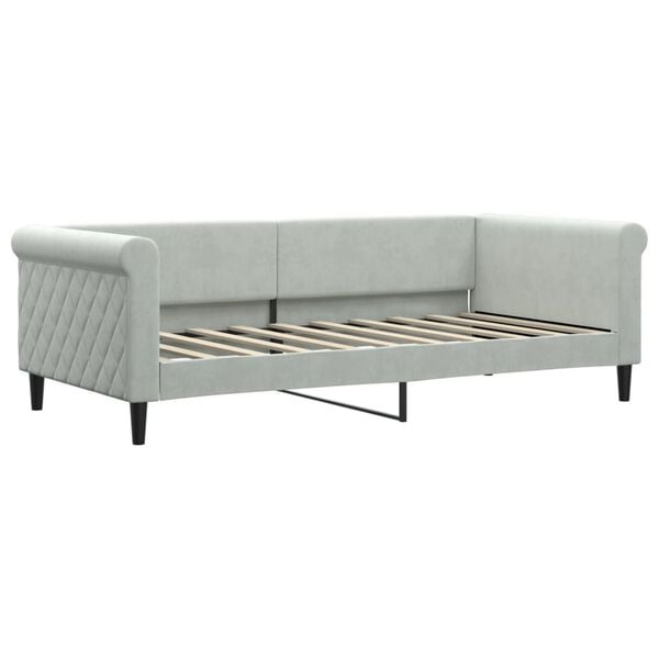 vidaXL Καναπές Κρεβάτι με Στρώμα Ανοιχτό Γκρι 90x190 εκ. Βελούδινος