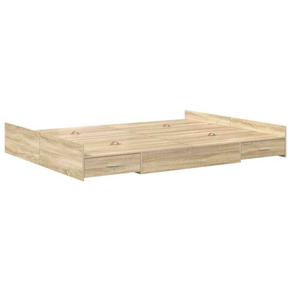 vidaXL Κρεβάτι με αποθηκευτικό χώρο Sonoma Δρυς 140 x 190 cm