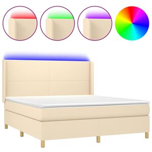 vidaXL &Kappa;&rho;&epsilon;&beta;ά&tau;&iota; Boxspring &mu;&epsilon; &Sigma;&tau;&rho;ώ&mu;&alpha; & LED &Kappa;&rho;&epsilon;&mu; 160x200 &epsilon;&kappa;. &Upsilon;&phi;&alpha;&sigma;&mu;ά&tau;&iota;&nu;&omicron;