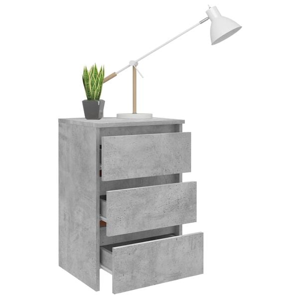 vidaXL Κομοδίνο Γκρι Σκυροδέματος 40 x 35 x 62,5 εκ. από Επεξ. Ξύλο