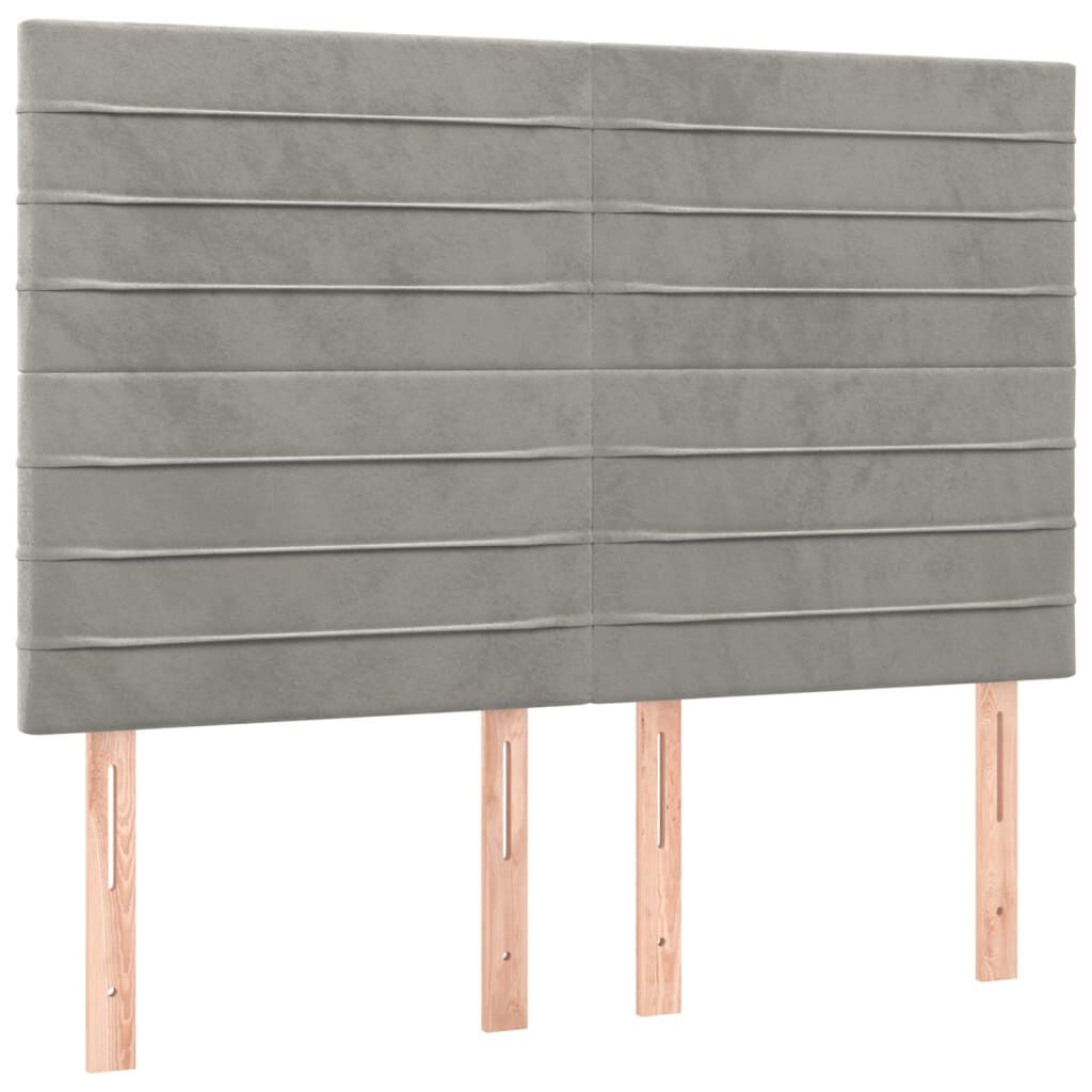 vidaXL Κρεβάτι Boxspring με Στρώμα Ανοιχτό Γκρι 140x190 εκ. Βελούδινο