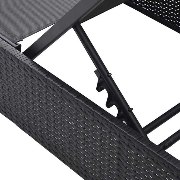 vidaXL Ξαπλώστρα με μαξιλάρι Μαύρο 60 x 200 x 27εκ συνθετικό ρατάν