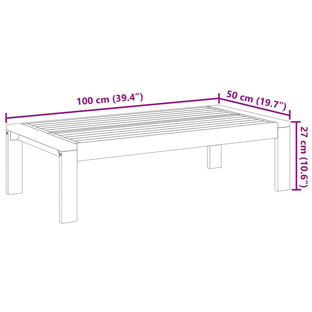 vidaXL Τραπέζι Κήπου 100 x 50 x 27 εκ. από Μασίφ Ξύλο Ακακίας