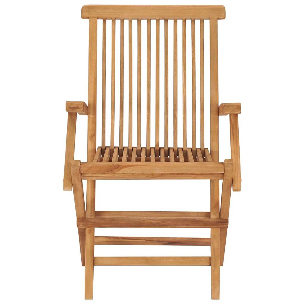 vidaXL Καρέκλες Κήπου 8 τεμ. Μασίφ Ξύλο Teak με Φωτ. Πράσινα Μαξιλάρια