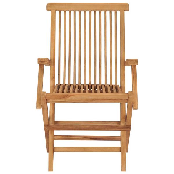 vidaXL Καρέκλες Κήπου 8 τεμ. Μασίφ Ξύλο Teak με Φωτ. Πράσινα Μαξιλάρια
