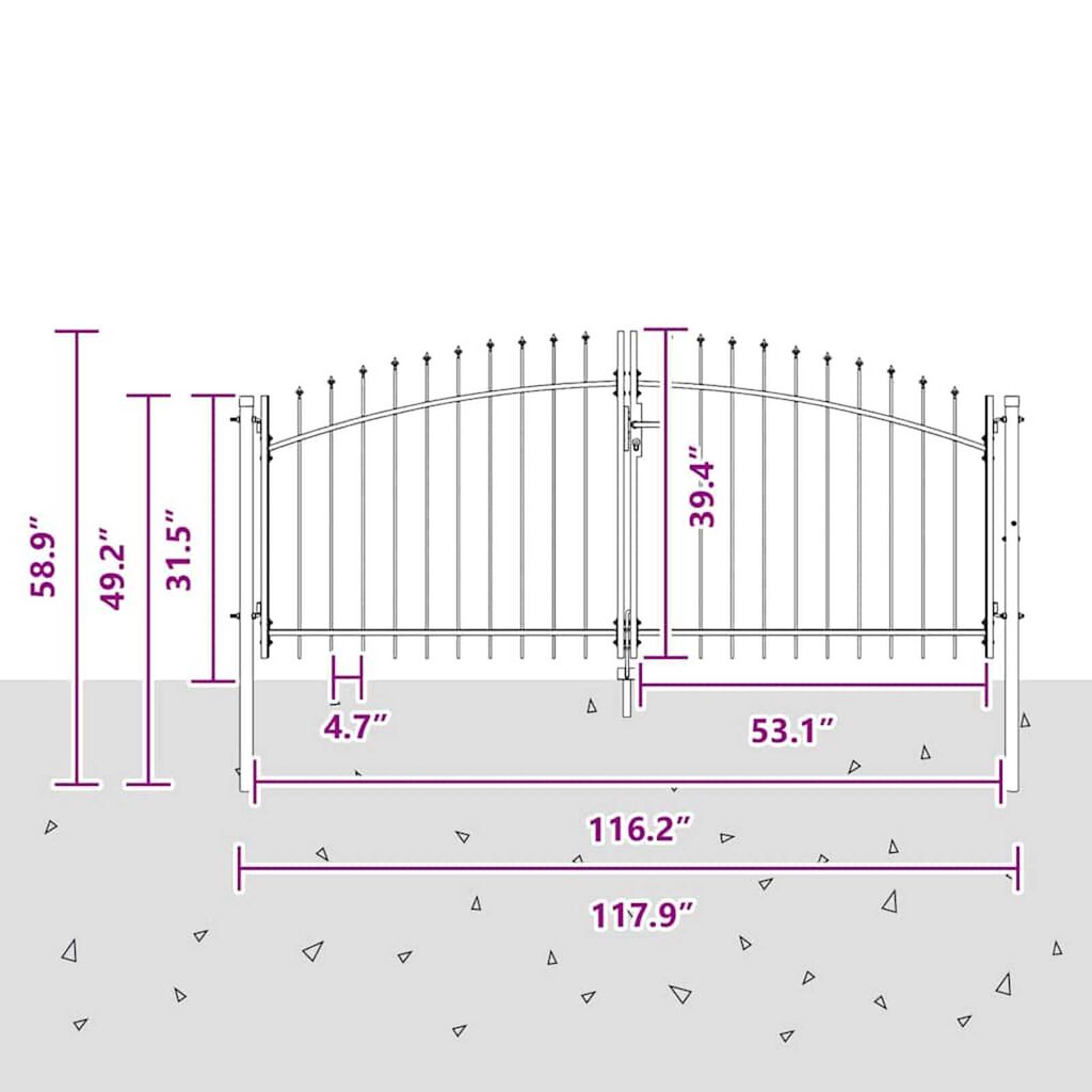vidaXL Πύλη Κήπου με κλειδαριά Γκρι 100 x 300 cm Ατσάλι