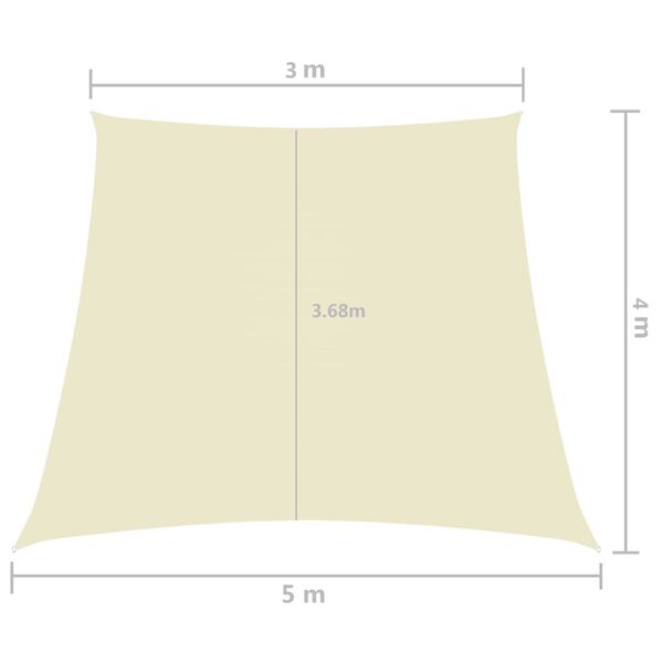 vidaXL Πανί Σκίασης Τρίγωνο Κρεμ 3/5x4 μ. από Ύφασμα Oxford