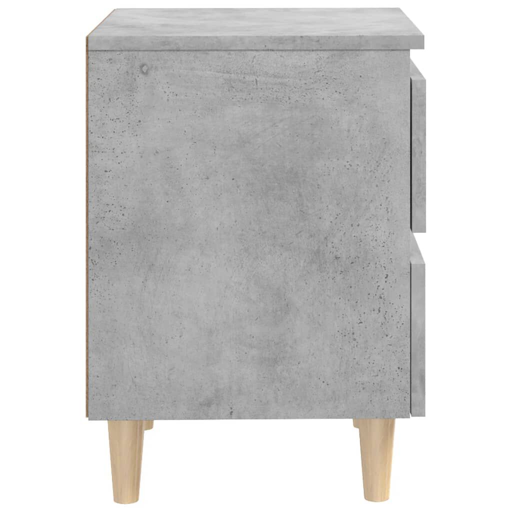 vidaXL Κομοδίνα 2 τεμ Γκρι Σκυροδ. 40x35x50εκ. Πόδια από Ξύλο Πεύκου