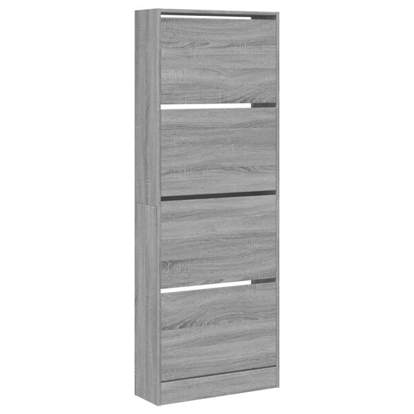 vidaXL Παπουτσοθήκη Γκρι Sonoma 60x21x163,5 εκ. από Επεξεργ. Ξύλο