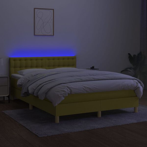 vidaXL &Kappa;&rho;&epsilon;&beta;ά&tau;&iota; Boxspring &mu;&epsilon; &Sigma;&tau;&rho;ώ&mu;&alpha; & LED &Pi;&rho;ά&sigma;&iota;&nu;&omicron; 140x190 &epsilon;&kappa; &Upsilon;&phi;&alpha;&sigma;&mu;ά&tau;&iota;&nu;&omicron;