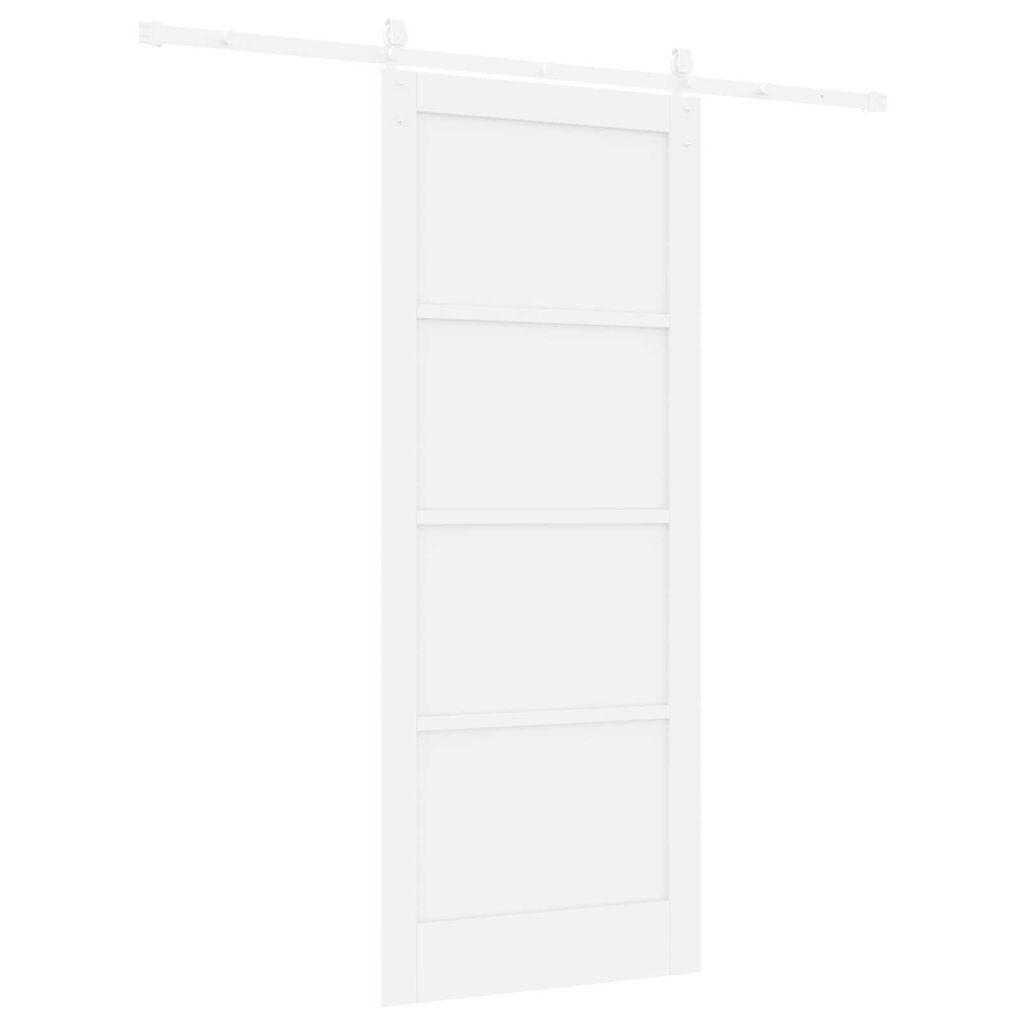 vidaXL Συρόμενη Πόρτα Λευκό 86 x 211 cm Μασίφ ξύλο πεύκου και χάλυβας
