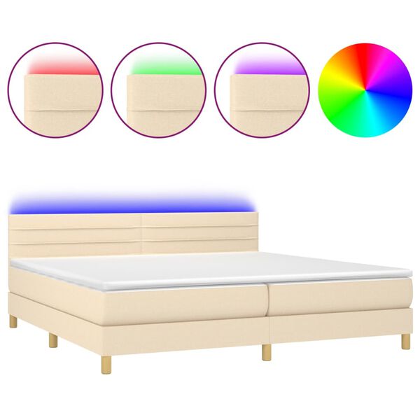 vidaXL &Kappa;&rho;&epsilon;&beta;ά&tau;&iota; Boxspring &mu;&epsilon; &Sigma;&tau;&rho;ώ&mu;&alpha; & LED &Kappa;&rho;&epsilon;&mu; 200x200 &epsilon;&kappa;. &Upsilon;&phi;&alpha;&sigma;&mu;ά&tau;&iota;&nu;&omicron;