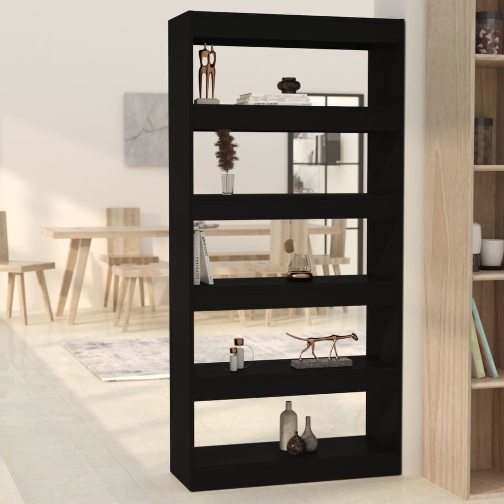 vidaXL Βιβλιοθήκη/Διαχωρ. Χώρου Μαύρη 80x30x166 εκ. Επεξ. Ξύλο