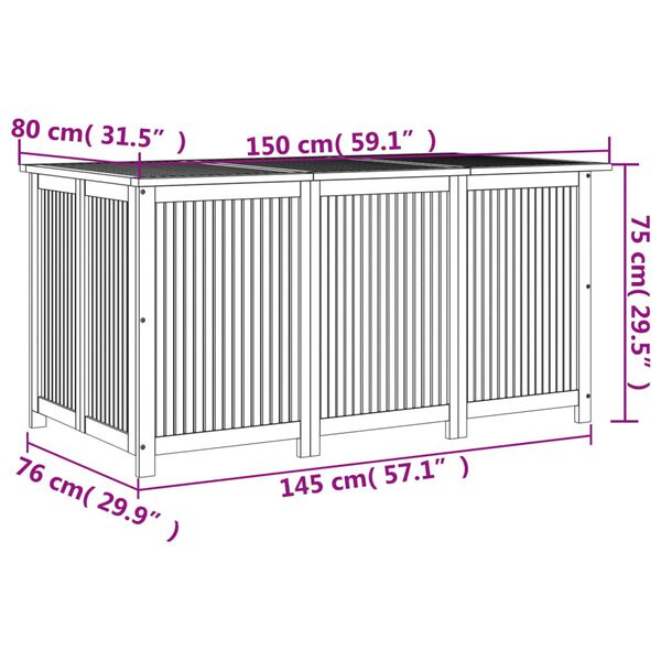 vidaXL Μπαούλο Αποθήκευσης Κήπου 150x80x75 εκ. από Μασίφ Ξύλο Ακακίας