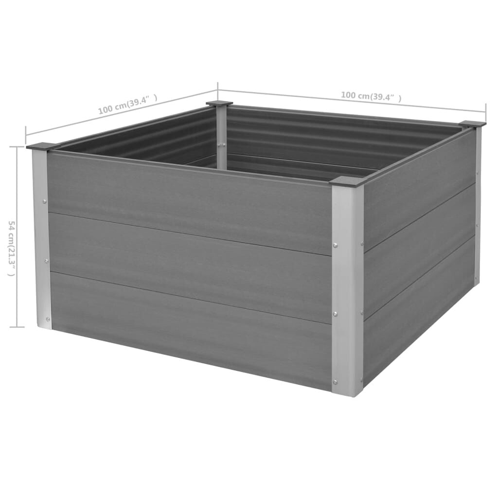 vidaXL Ζαρντινιέρα Υπερυψωμένη Γκρι 100 x 100 x 54 εκ. από WPC