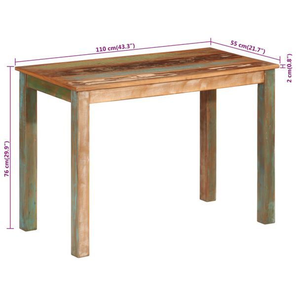 vidaXL Τραπεζαρία 110 x 55 x 76 εκ. από Μασίφ Ανακυκλωμένο Ξύλο