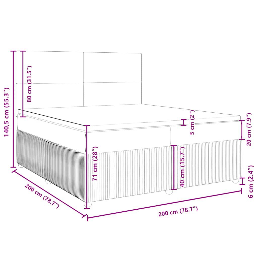 vidaXL Κρεβάτι Boxspring με Στρώμα Ροζ 200x200 εκ. Βελούδινο