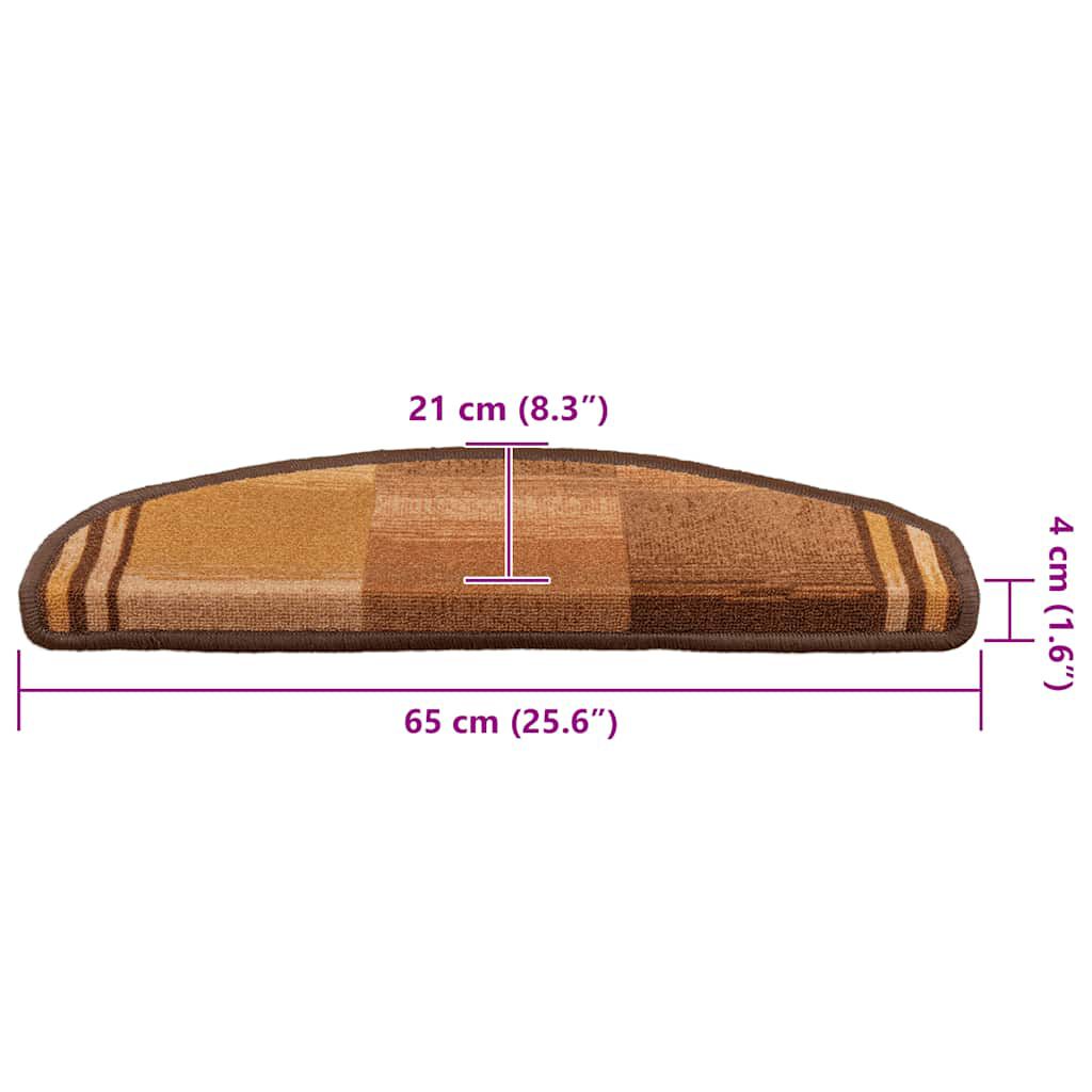 vidaXL Πατάκια Σκάλας Αυτοκόλλητα 15 τεμ. Καφέ 65 x 21 x 4 εκ.