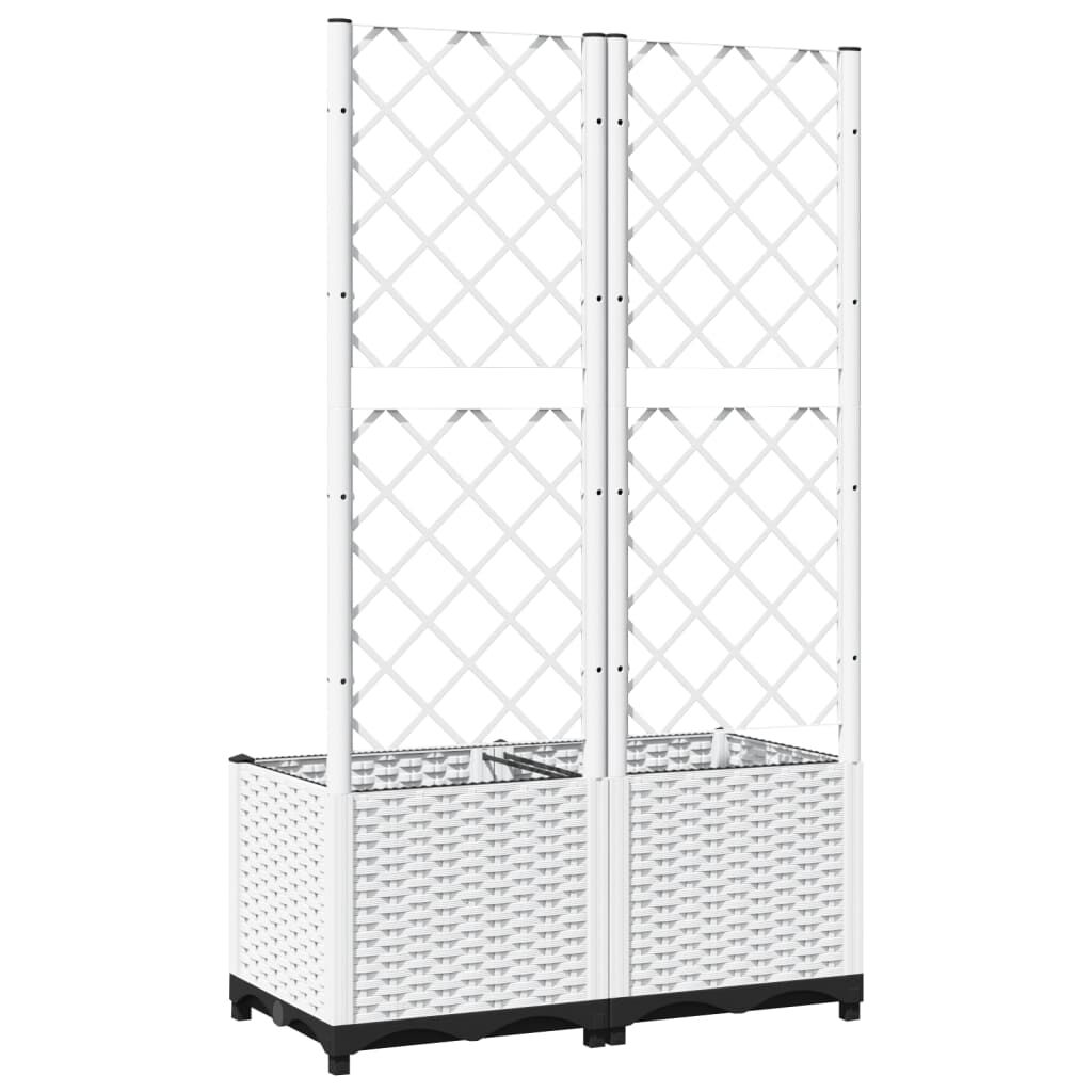 vidaXL Ζαρντινιέρα Κήπου με Καφασωτό Λευκή 80x40x136εκ. Πολυπροπυλένιο