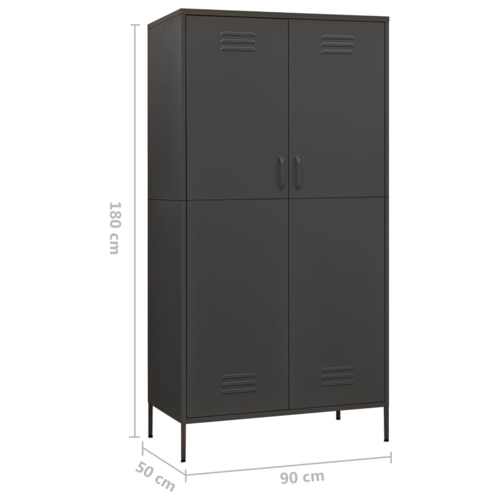 vidaXL Ντουλάπα Ανθρακί 90 x 50 x 180 εκ. από Ατσάλι