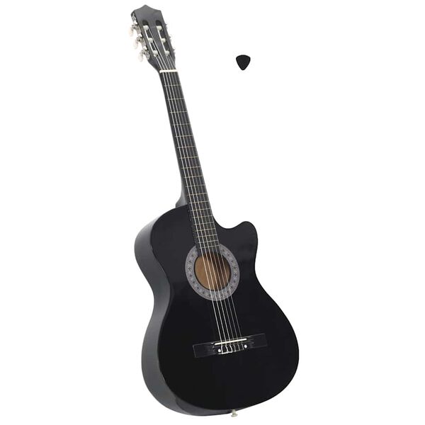 vidaXL Κιθάρα Western Classical Cutaway με 6 Χορδές Μαύρη 38"