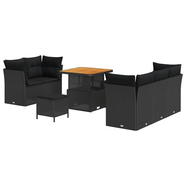 vidaXL Σετ Καναπέ Κήπου 8 pcs Μαύρο συνθετικό ρατάν