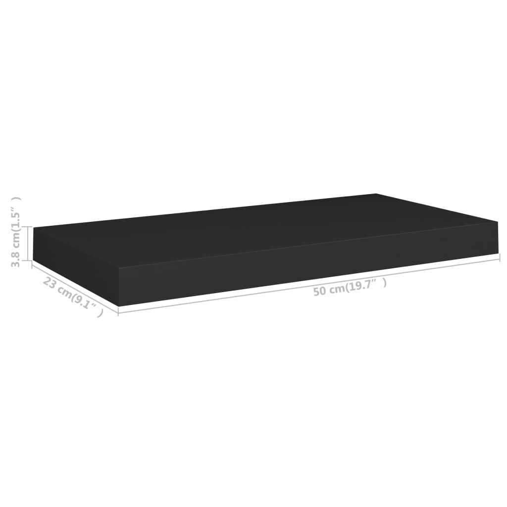 vidaXL Ράφια Τοίχου 4 τεμ. Μαύρα 50x23x3,8 εκ. MDF