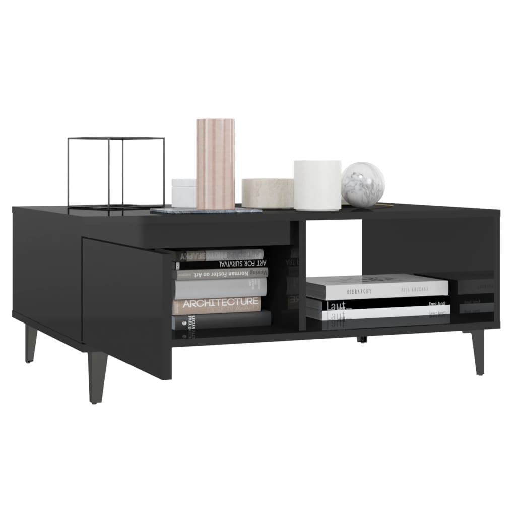 vidaXL Τραπεζάκι Σαλονιού Γυαλιστερό Μαύρο 90x60x35 εκ. Μοριοσανίδα