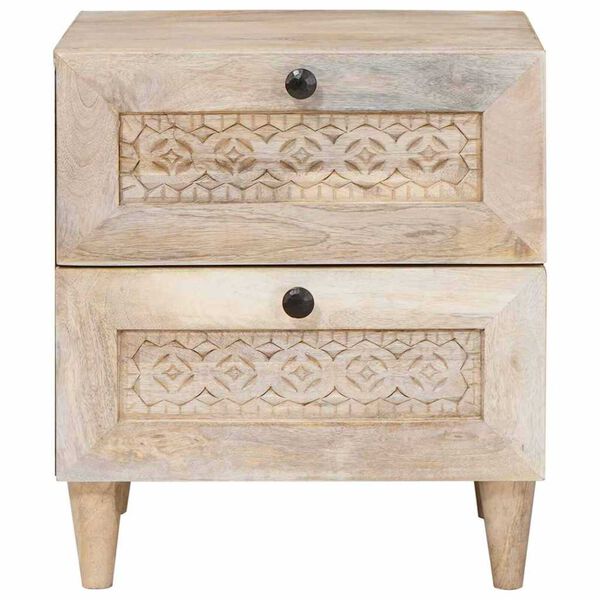 vidaXL Κομοδίνο με συρτάρι Μπεζ 40 x 33 x 46 εκ. Μασίφ ξύλο μάνγκο