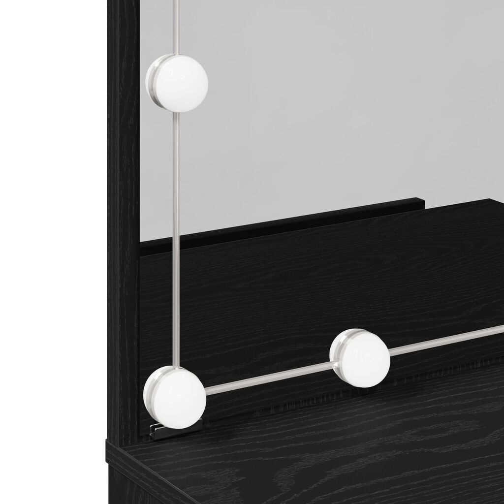 vidaXL LED Τραπέζι Μακιγιάζ με 2 Ντουλάπια Μαύρο Δρύς Επεξεργασμένο Ξύλο