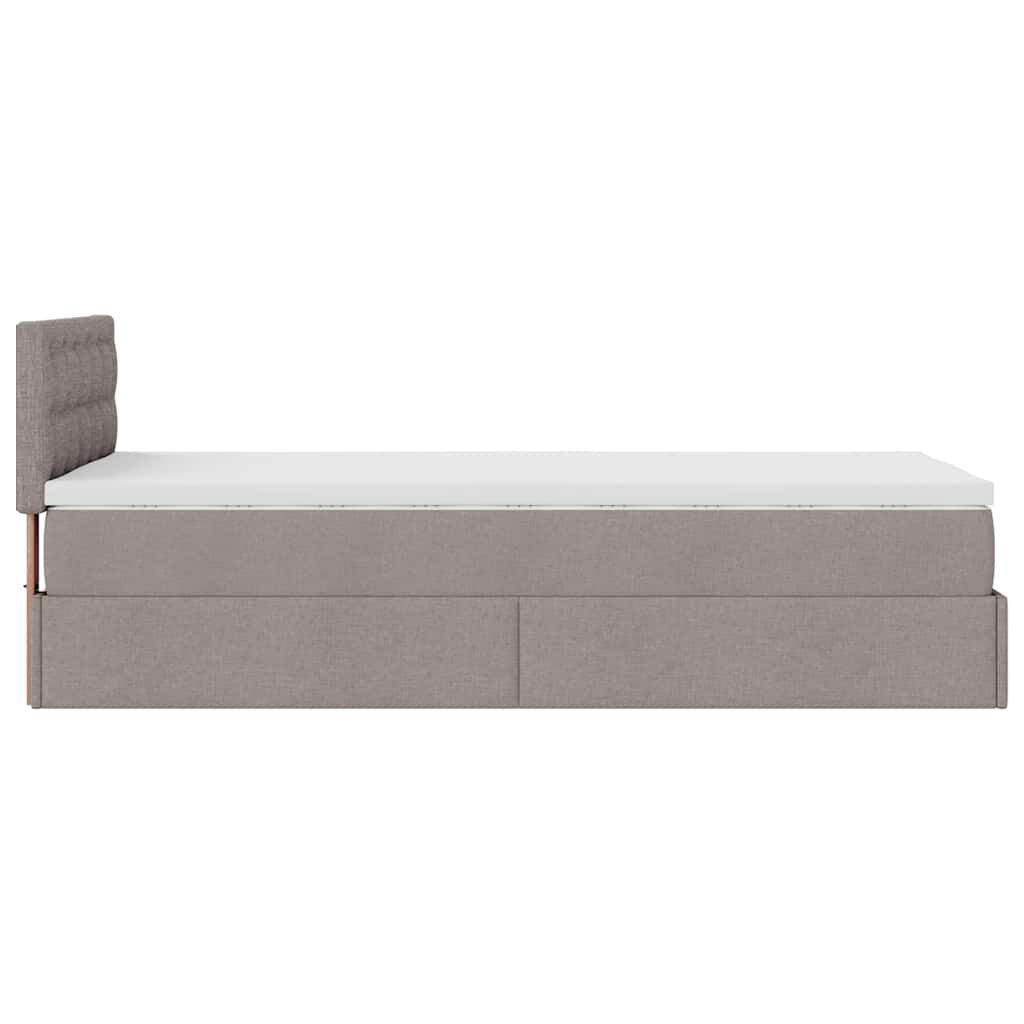 vidaXL Οθωμανικό κρεβάτι με στρώμα & LEDs Taupe 100x200 cm Ύφασμα