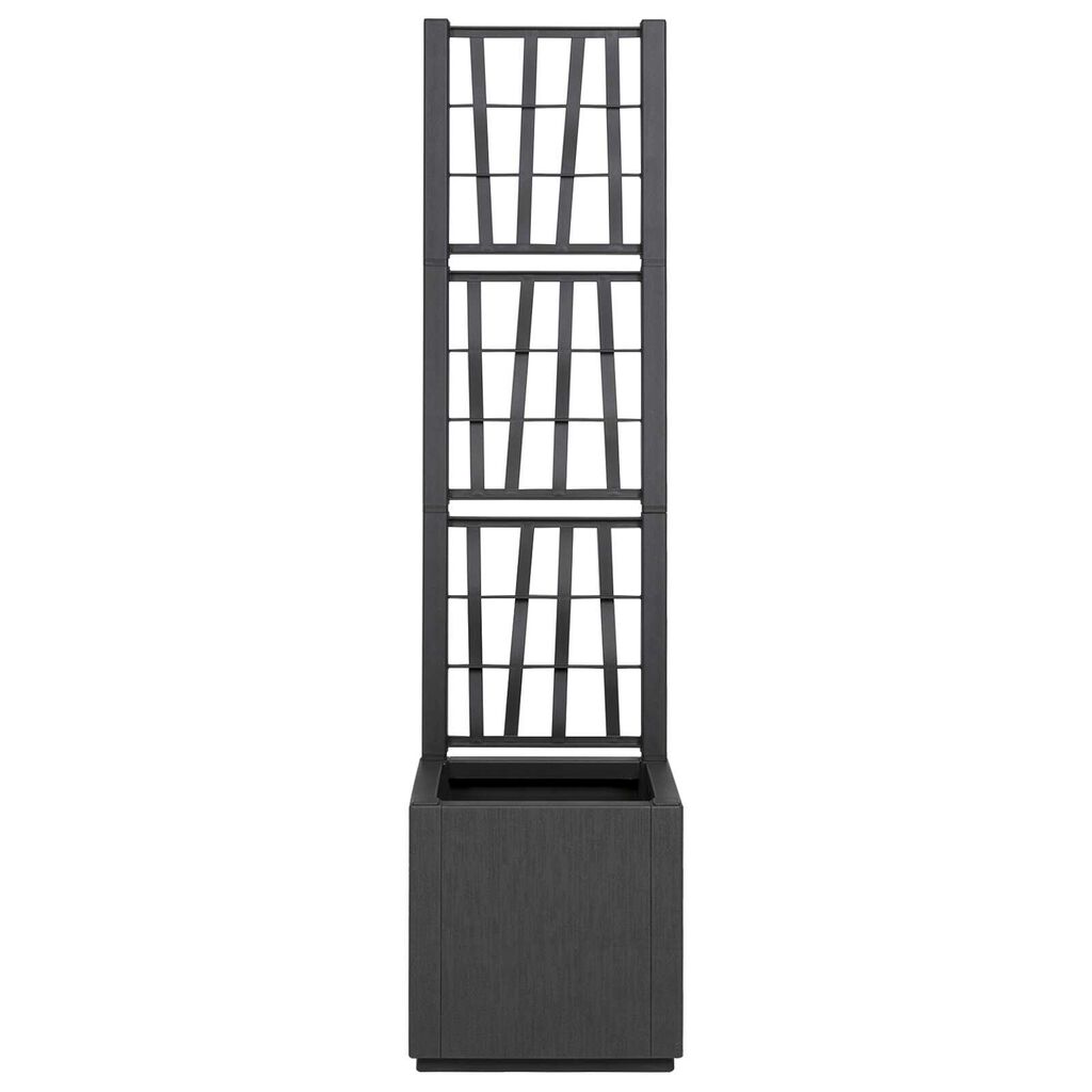 vidaXL Σκούρα Γκρι Γλάστρα Κήπου με Πλέγμα - 36x36x140 εκ