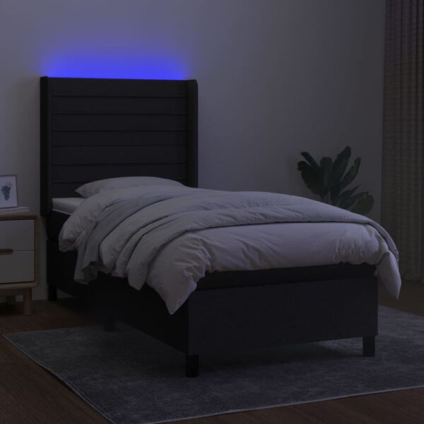 vidaXL &Kappa;&rho;&epsilon;&beta;ά&tau;&iota; Boxspring &mu;&epsilon; &Sigma;&tau;&rho;ώ&mu;&alpha; & LED &Mu;&alpha;ύ&rho;&omicron; 80x200 &epsilon;&kappa;. &Upsilon;&phi;&alpha;&sigma;&mu;ά&tau;&iota;&nu;&omicron;