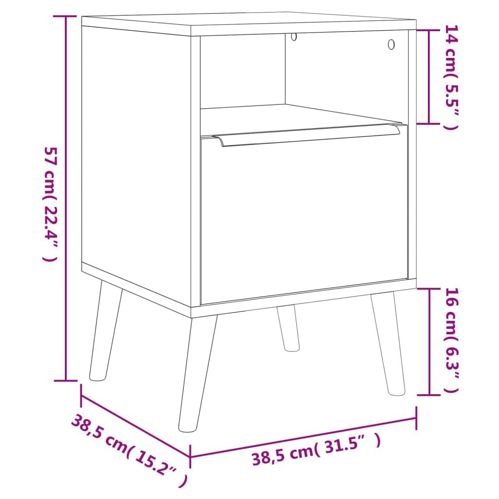 Finori Κομοδίνο Lusk 61A Sonoma Δρυς 38,5 x 38,5 x 57 εκ.
