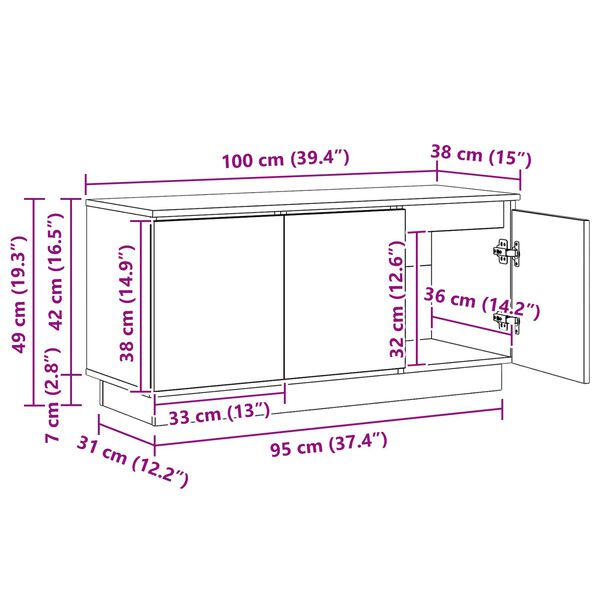 vidaXL ντουλάπι τηλεόρασης παλιό ξύλο 100x38x49 εκ. επεξεργασμένο ξύλο